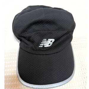 New Balance Black Reflective Running Cap Adjustable Performance Hat One Size